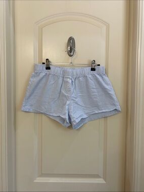 Brandy Melville Blue & White Seersucker Pajama Shorts
